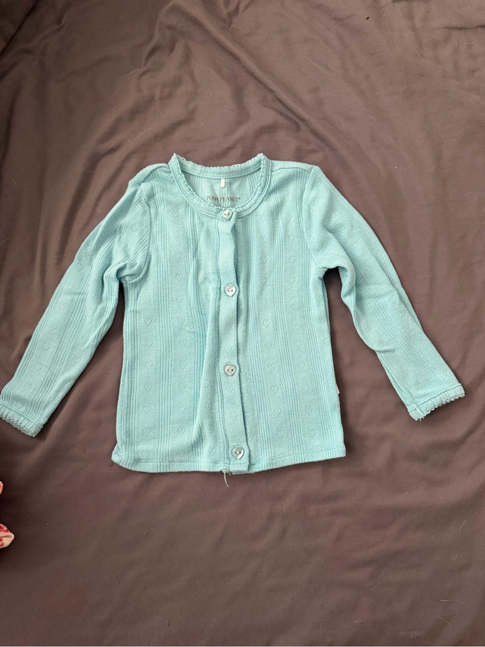 Posh Peanut Pointelle Blue Button-Up Cardigan 18-24 GUC